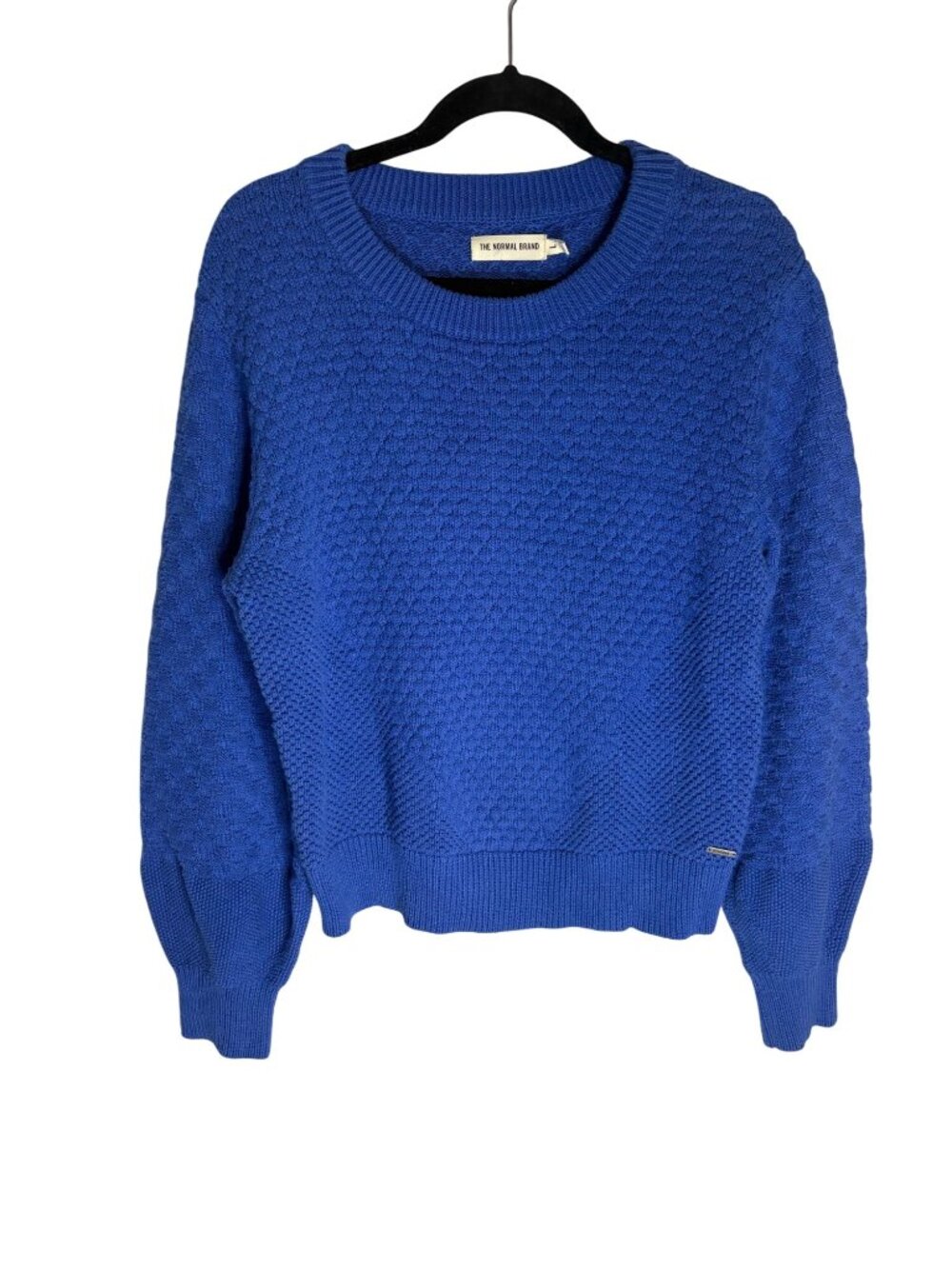 The Normal Brand Womens Blue Textured Knit Sweater 100% Cotton Size L